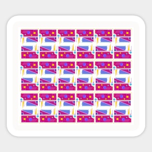 Abstract geometry, use of retro colors with patterns Sticker